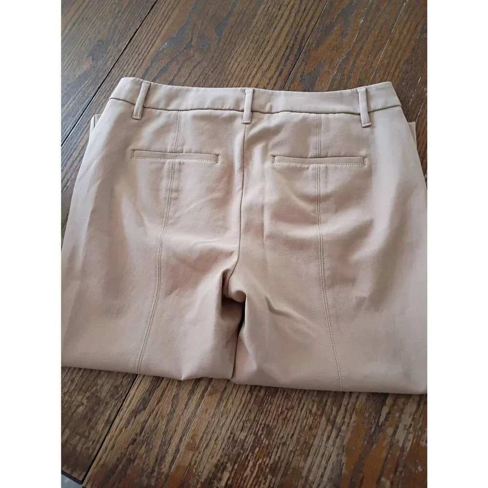 Size 6 White House Black Market Tan Straight Cropped Pants w Pockets Belt Loops - Picture 4 of 4